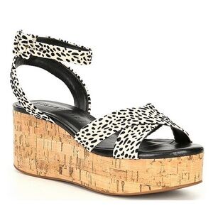 NWOB Gianni Bini Zeeah Cheetah Print Suede Leather Upper Cross Band Cork…